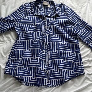 Chico's Blue and White Patterned Top
